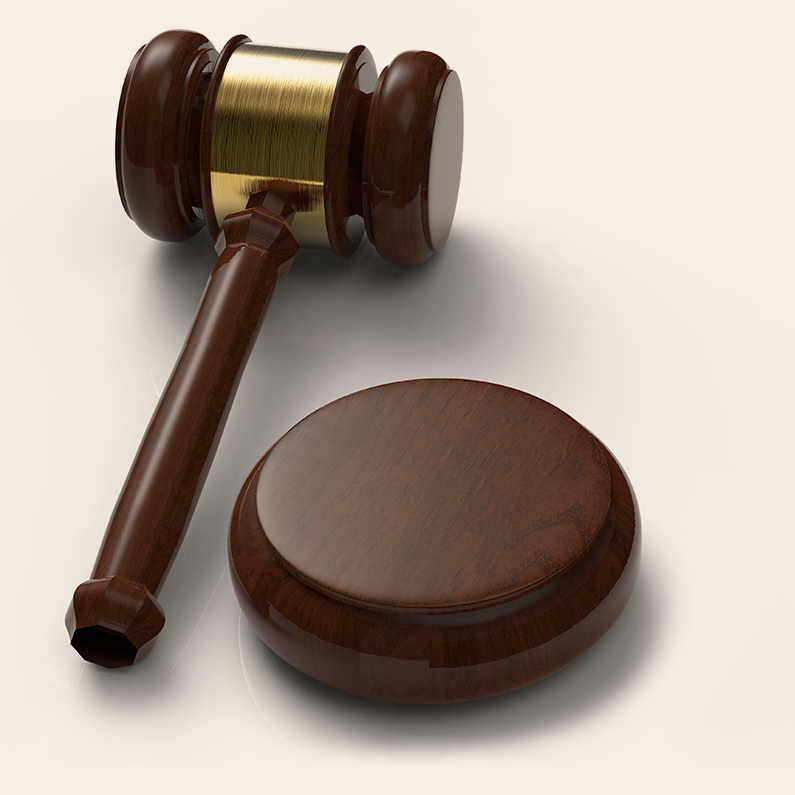 Martelo da justiça e bloco de som